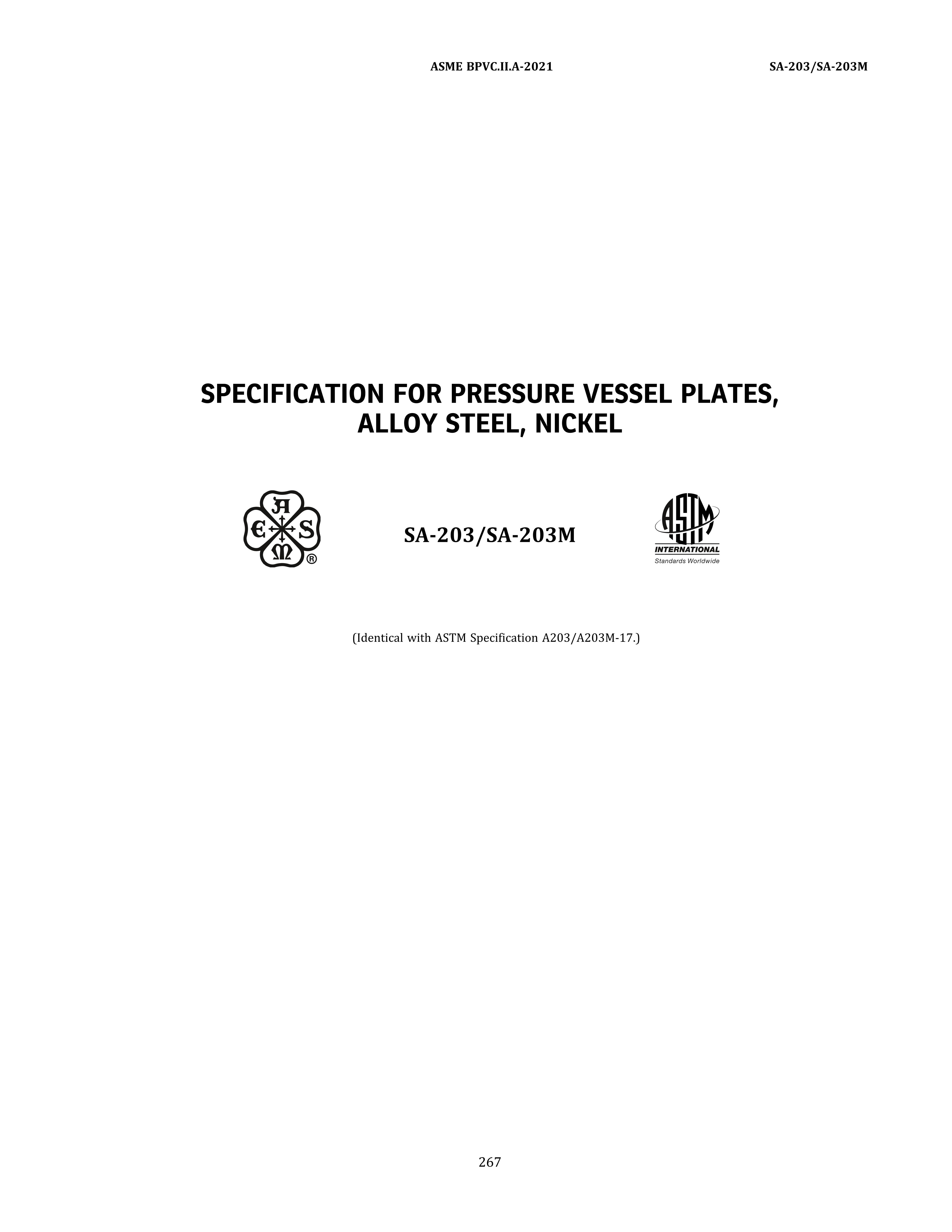 ASME SA-203/SA-203M PRESSURE VESSEL PLATES, ALLOY STEEL, NICKEL