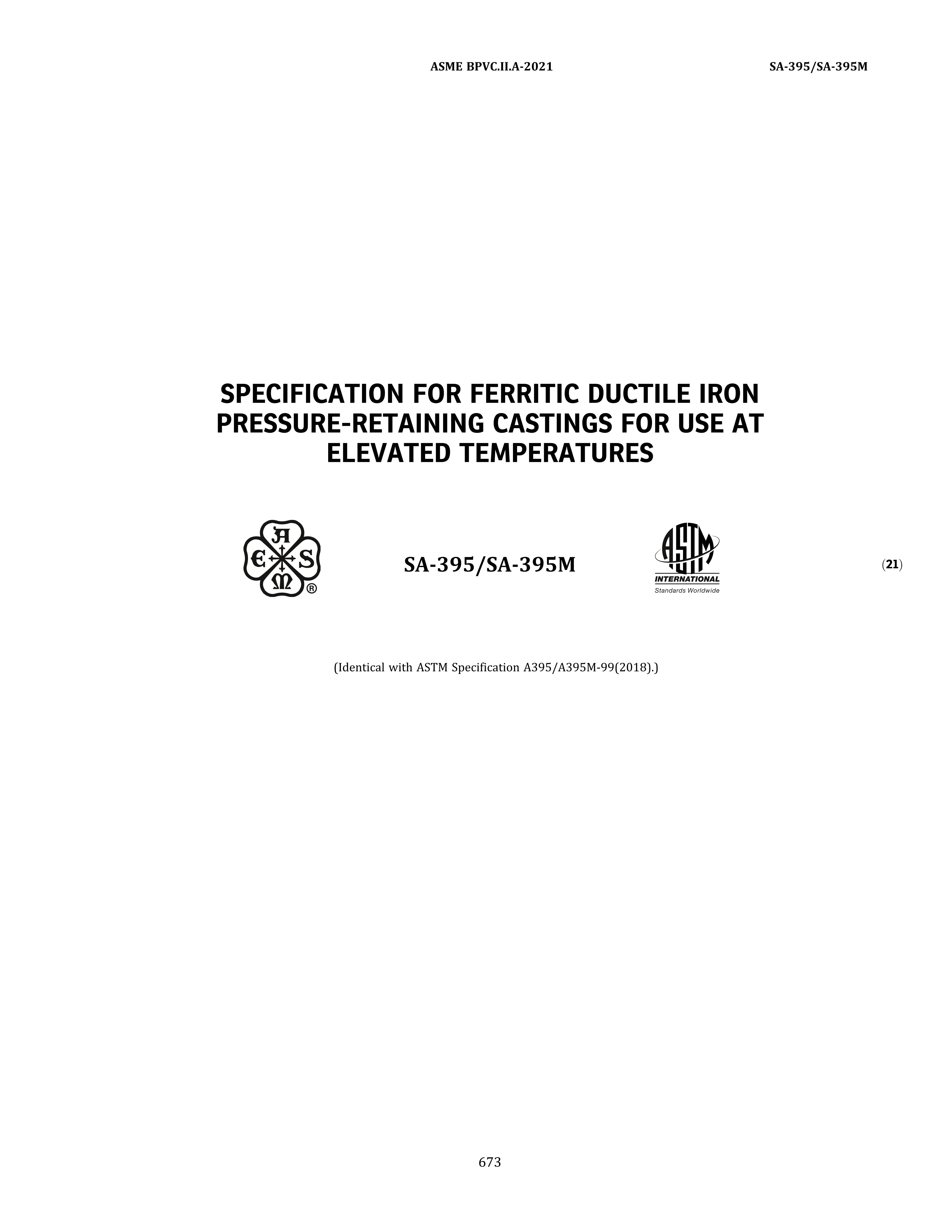 ASME -SA395 FERRITIC DUCTILE IRON PRESSURE-RETAINING CASTINGS 