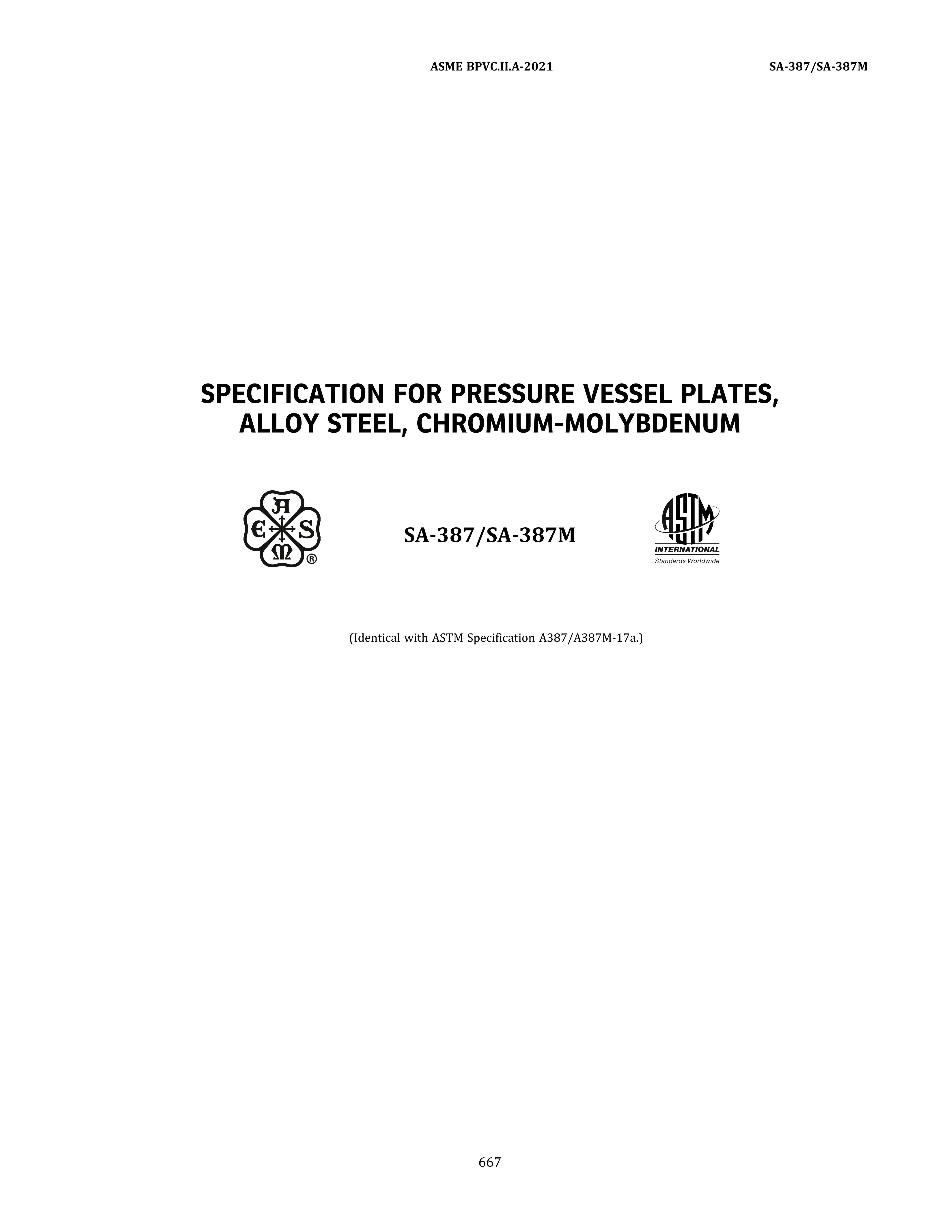 ASME SA-387 PRESSURE VESSEL PLATES, ALLOY STEEL, CHROMIUM-MOLYBDENUM